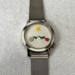 Silver Akteo Watch with Floral Dial